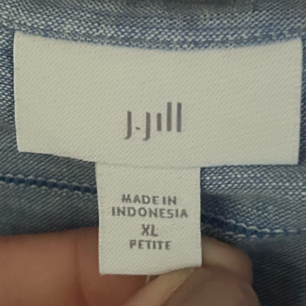 NWT J. JILL Blue Linen Stripe Long Sleeve Button Down Shirt Classic Office | XLP - Picture 13 of 16